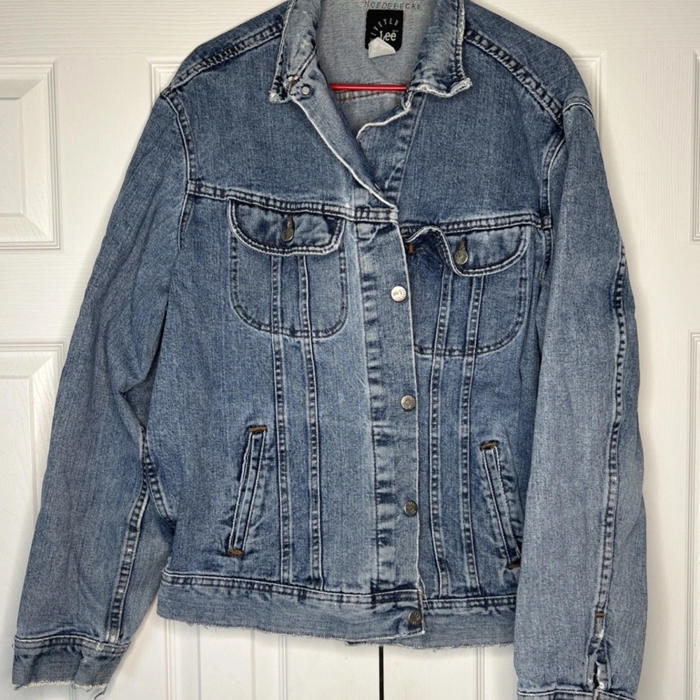 VTG Lee Jacket Mens LARGE TALL Denim Trucker Riveted USA Made 90s Western Type 3